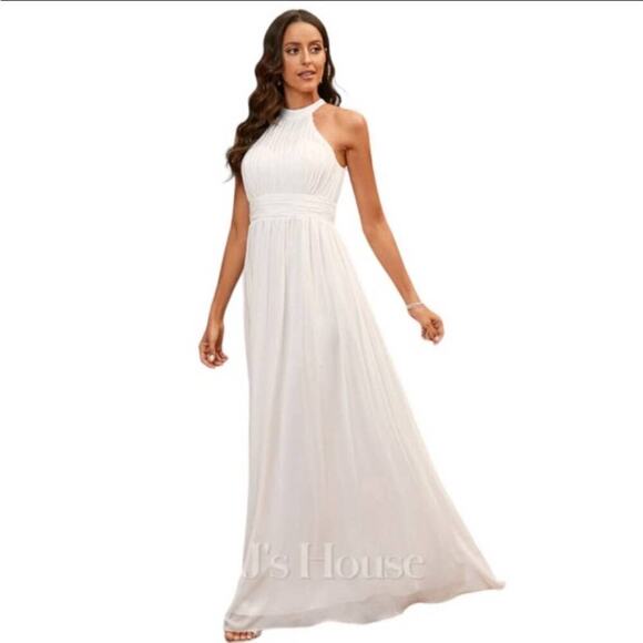 JJ's Housel Floor Length Chiffon Special Occasion Wedding Dress In Ivory Small - Picture 7 of 11